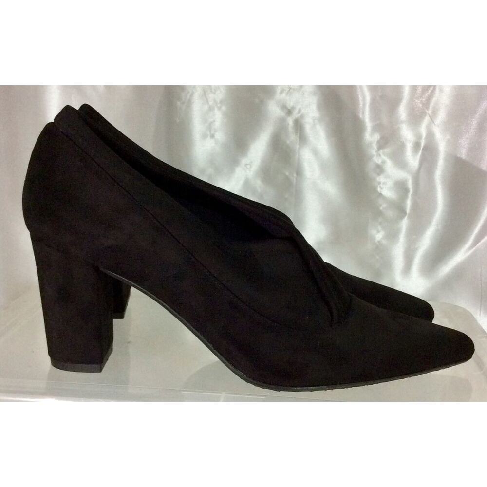 JON JOSEF Black Velvet & Suede Leather Heels Loafers Shoes Women's 10M - Picture 5 of 11